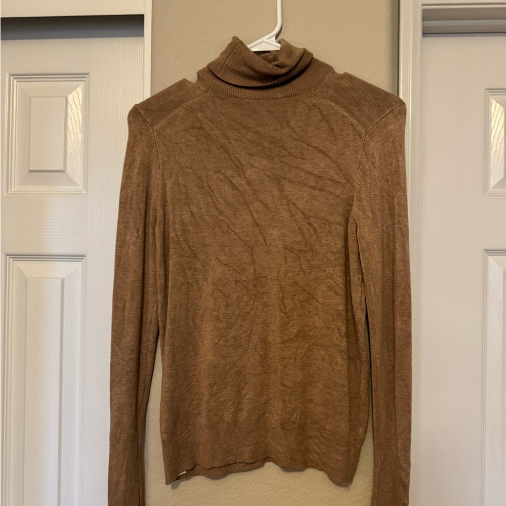 Zara Camel Ribbed Turtleneck Sweater